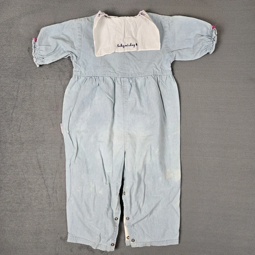 Vintage Disney Baby Mickey & Co. Minnie Mouse Blue Denim Coveralls 24 Months‎